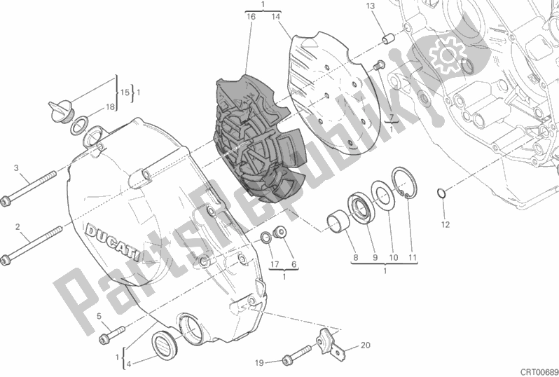 Toutes les pièces pour le Couvercle D'embrayage du Ducati Multistrada 1200 ABS Brasil 2018